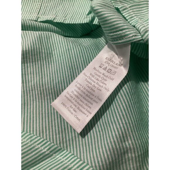 Everlane The Silky Cotton Relaxed Long Sleeve Button Up Shirt Striped Mint 0Flaw - Picture 9 of 9